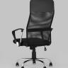 Компьютерное кресло TopChairs Benefit офисное черное, обивка из сочетания экокожи, сетки и текстиля, механизм качани в Нижнем Новгороде