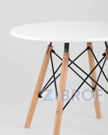 Комплект мебели детский стол Eames белый, диаметр 60 см, 2 стульчика голубой и желтый в Нижнем Новгороде